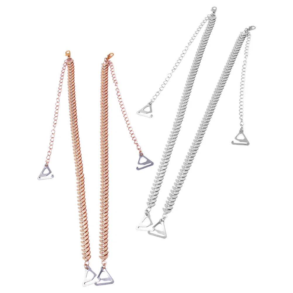 

2 Pairs Invisible Shoulder Straps Dress for Strapless Metal Chain Decorative Women