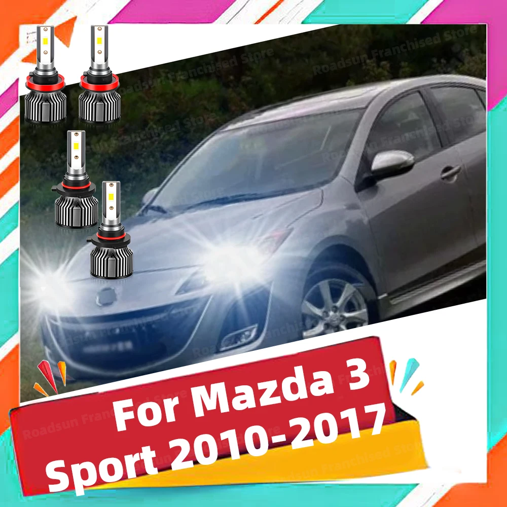 

2/4x для Mazda 3 Sport 2010-2017 светодиодные фары дальнего и ближнего света 6000K CSP 3570 чипов