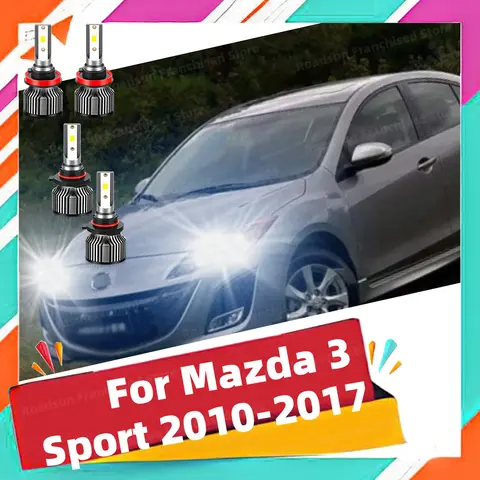 2/4x For Mazda 3 Sport 2010-2017 LED Headlight High Low Beam 6000K CSP 3570 Chips