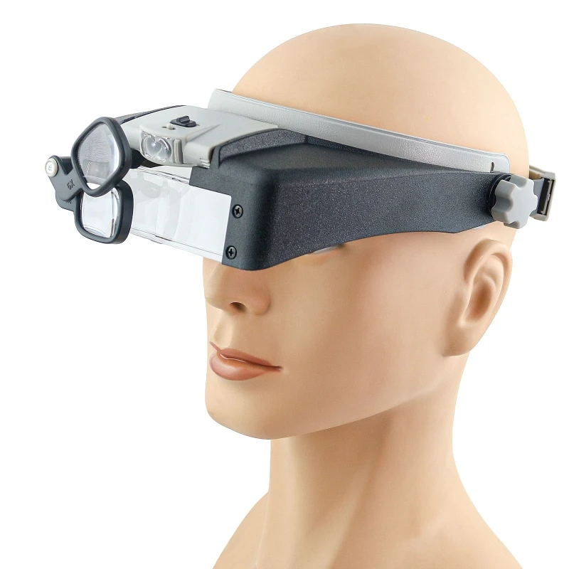 LED Headband Magnifier Hands Free 1.5X to 17X Magnifying Glasses with LED Light for Reading Close Work Jewelers Loupe