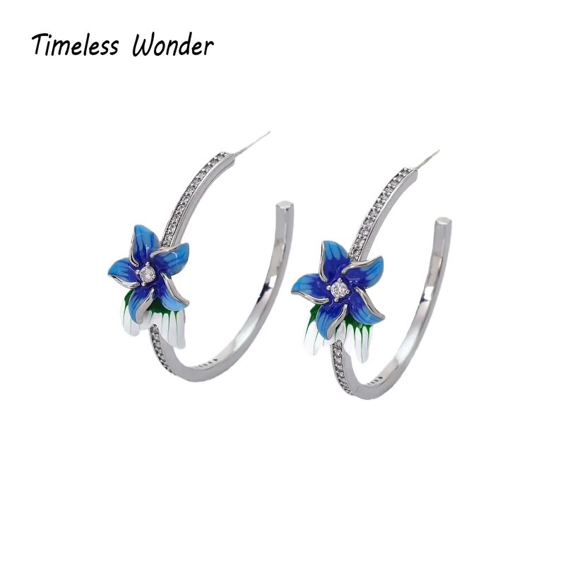 

Timeless Wonder Fancy Enamel Zircon Floral Stud Earrings Women Designer Jewelry Trendy Gift Top Classy Simple Neat Party 5133