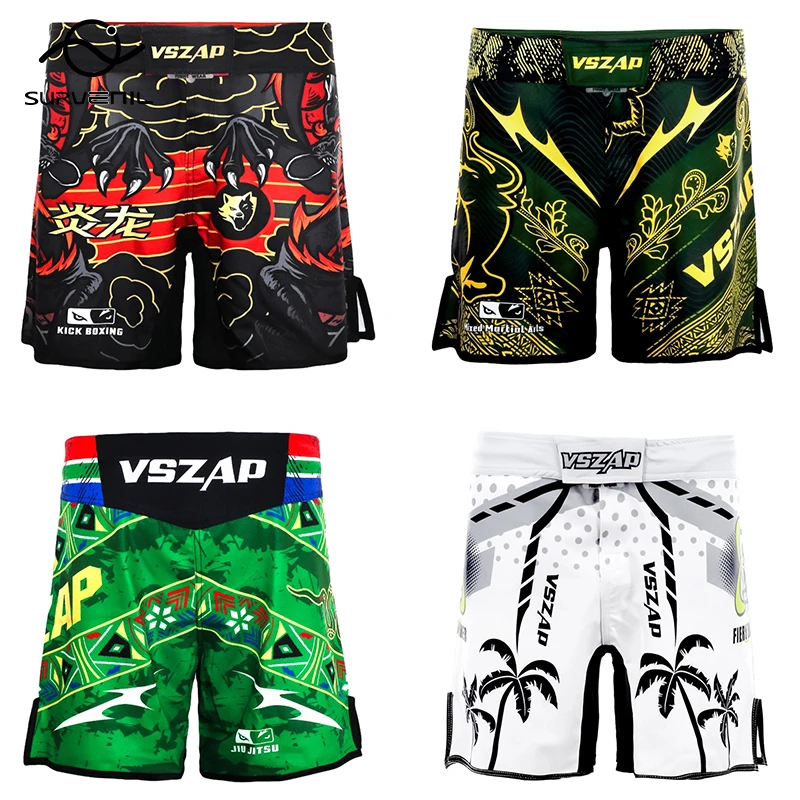 

Шорты ММА для тренировок и кикбоксинга Vszap, мужские боевые шорты для боевых искусств, тренажерный зал, клетка, борьба, муай-тай, BJJ, бокс, грепплинг