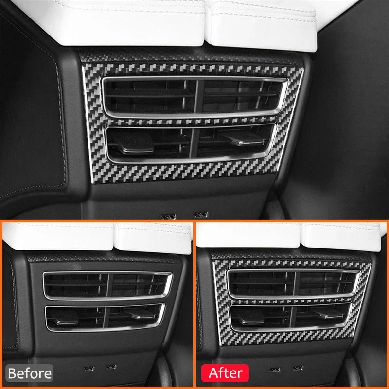 

For Tesla Model X Carbon Fiber Car Rear Conditioning Air Outlet Vent Trim Frame Decorative Sticker Auto Interior Accessories