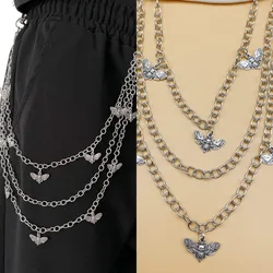 Vintage Metal Waist Chain Moth Skull Waist Chain Double Short Skirt Decoration Chain Pant Gothic Style Korean Fashion Punk Style