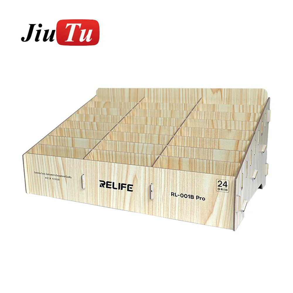 RELIFE Repair tools RL-001B Pro Multifunctional Mobile Phone Storage Management Box 24 Grid Placement Rack Wooden Storage Box