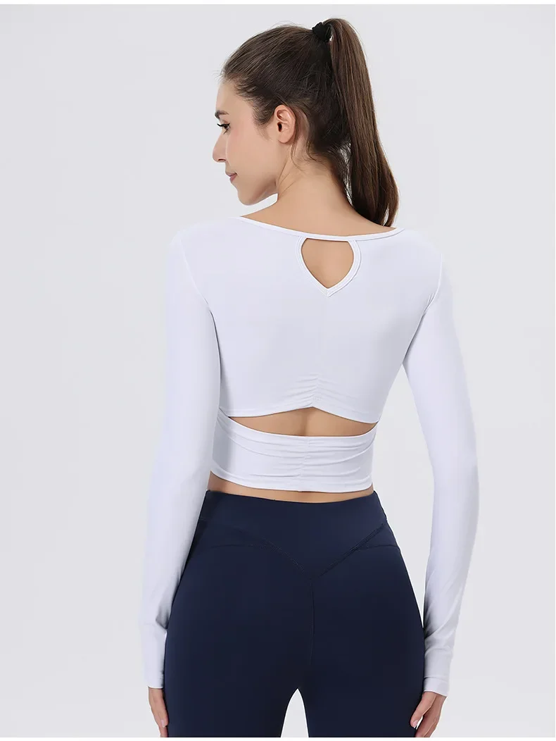 Top with Chest Cushion for Women, High-end Fitness Suit, Pilates Training, New Style, Long Sleeved