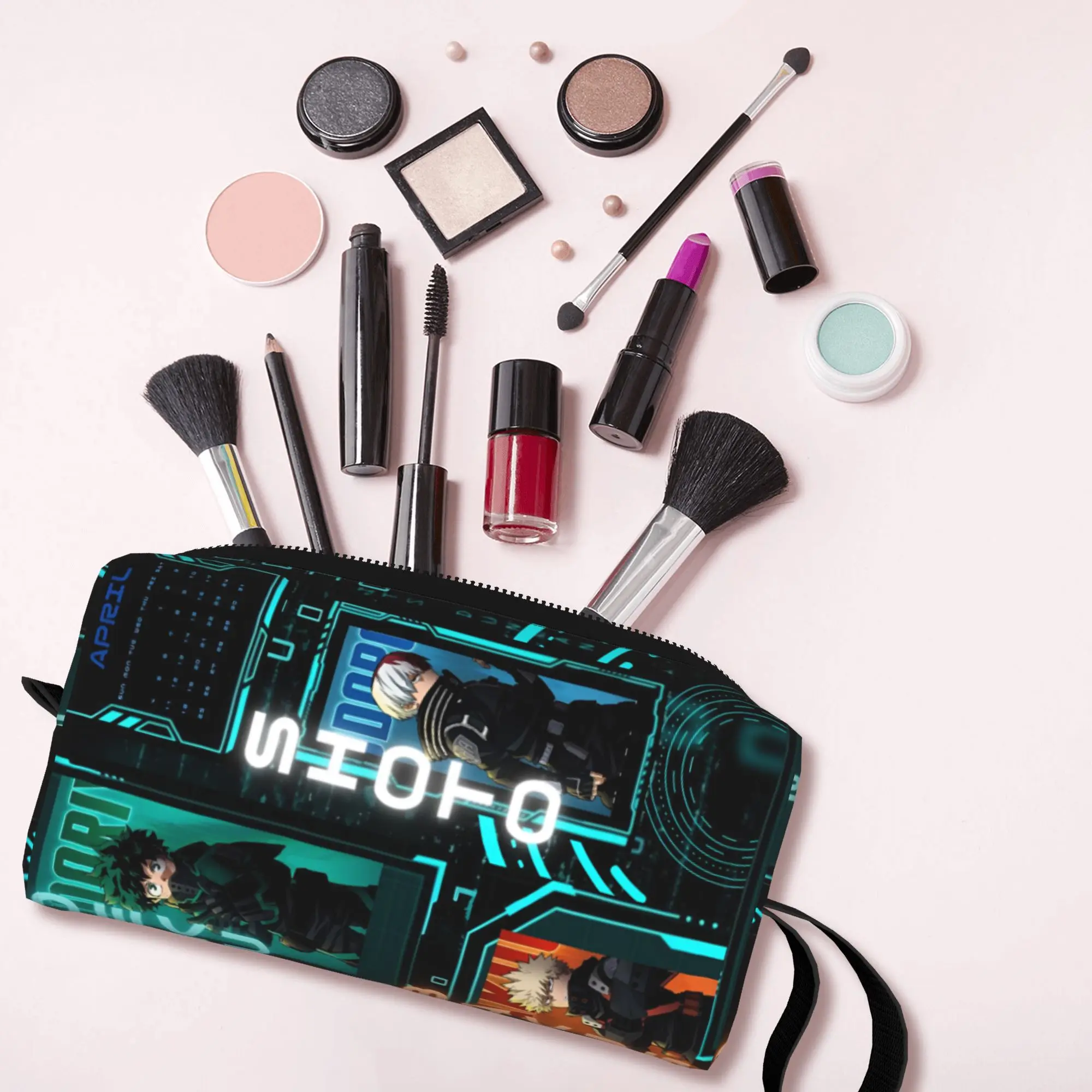 Fashion My H-Heros Academias Travel Toiletry Bag for Women Dekus Anime Graphic Makeup Cosmetic Organizer Beauty Storage Dopp Kit