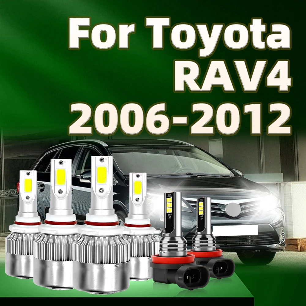 

6pcs LED Headlights 100W Bulbs Auto Fog Lights Lamp Kit 6000K For Toyota RAV4 2006 2007 2008 2009 2010 2011 2012