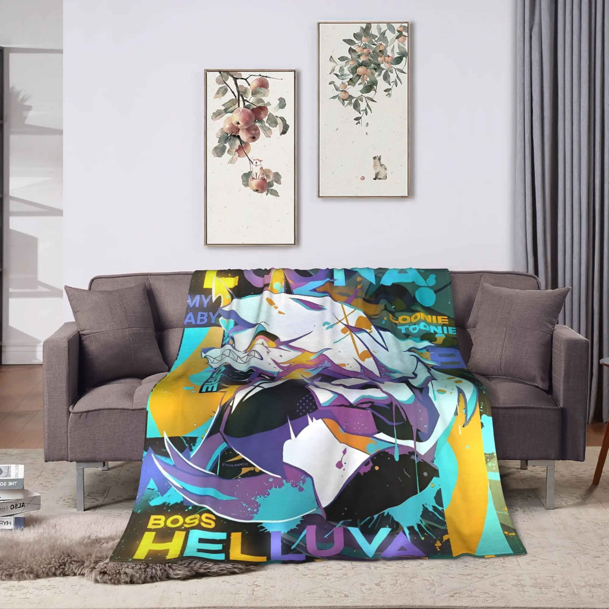 Helluva Boss Loona Blanket  Travel Flannel Throw Blanket For Living Room Warm Soft Custom Quality Bedspread Gift Idea