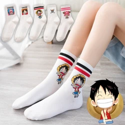 Calcetines largos de algodón para hombre y mujer, calcetín de Anime Luffy, Cosplay, personalidad, dibujos animados, Chopper, transpirable, monopatín