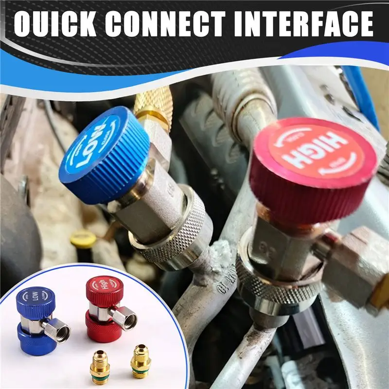 Happy New- R134A Car Air Conditioner Fluoride Converter Quick Coupler Connector Adapter Adjustable Auto Repair Tools