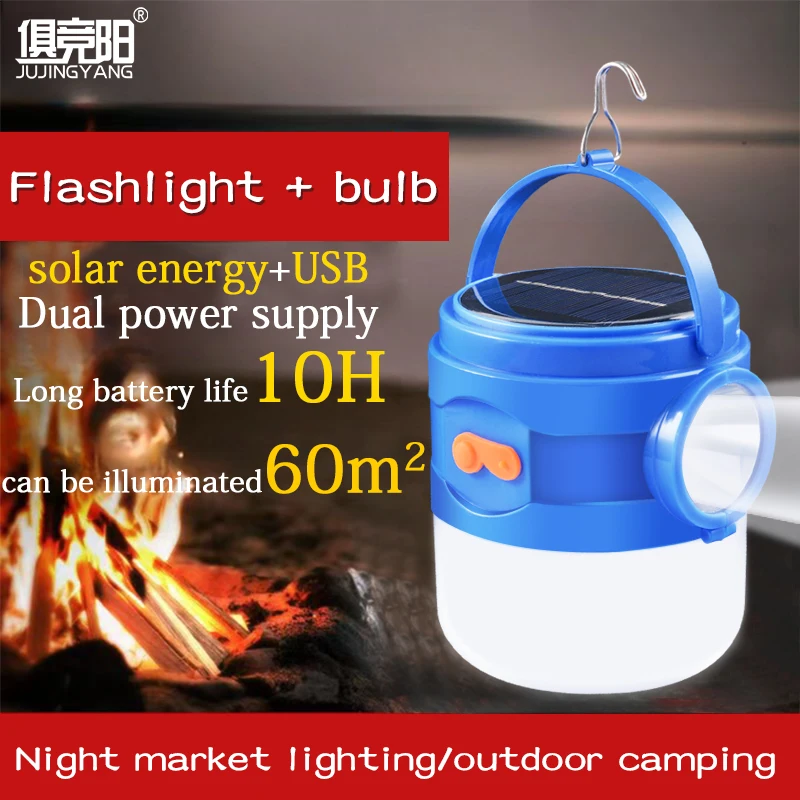 Solar LED Camping Light USB Rechargeable Bulb For Outdoor Tent Lamp Portable Lanterns Emergency Lights