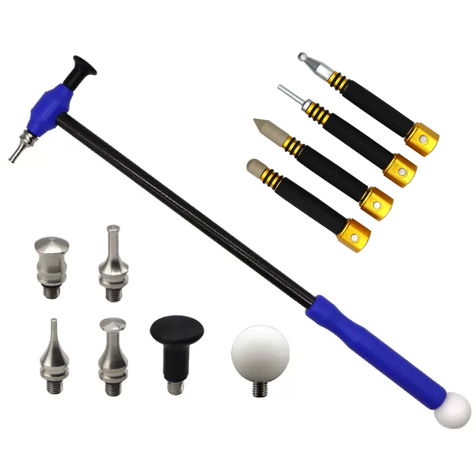 Titanium Alloy Dent Repair Hammer Kit with Carbon Fiber Handle, Auto Paintless Dent Repair Tool, M8 Screw