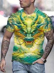 Dragon Totem 3d Printed Summer Men's T-Shirt Short Sleeve Fashion Street Casual Creative Personality Tough Guy Style Clothing