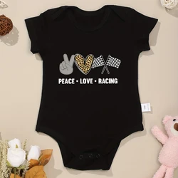 Peace Love Racing Baby Onesie Creative Patriotism Newborn Clothes For Boy Girl American Summer Style Popular New Dropship