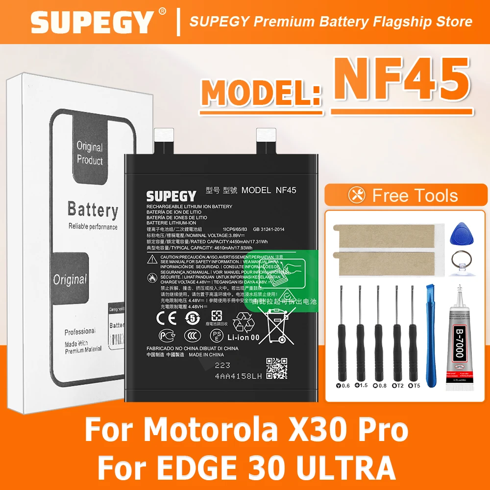 100% New High Quanlity NF45 5500mAh For Motorola X30 pro EDGE 30 ULTRA XT2241-1 XT2241-2 Battery Replacement Batteria+Tool