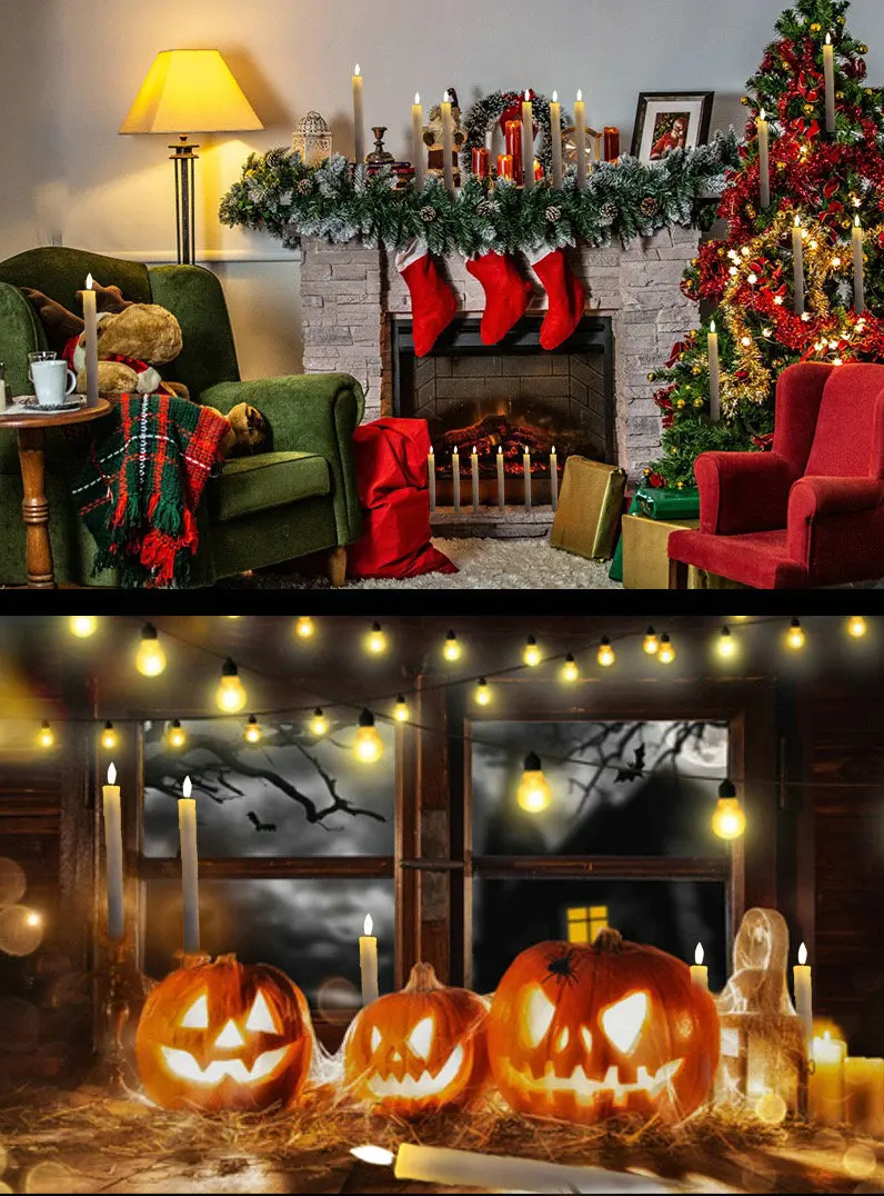 USB Rechargeable stick candle Flameless Remote w/timer LED Taper Candles LED Flickering Dripping Wax Window Tall Candle H22.4CM