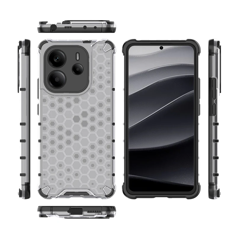 Transparent Phone Case For Redmi Note 14 4G Anti-knock Honeycomb Armor Case For Redmi Note 14 4G Cover For Redmi Note 14 4G Case