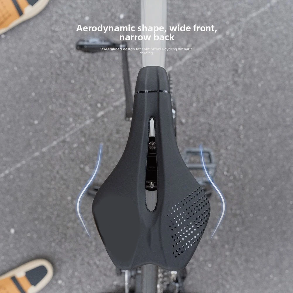 Black PU Leather Shock Absorbing Bicycle Saddle Breathable Anti Slip Cycling Seat Cushion For Mountain Road Bike Accessories view 3