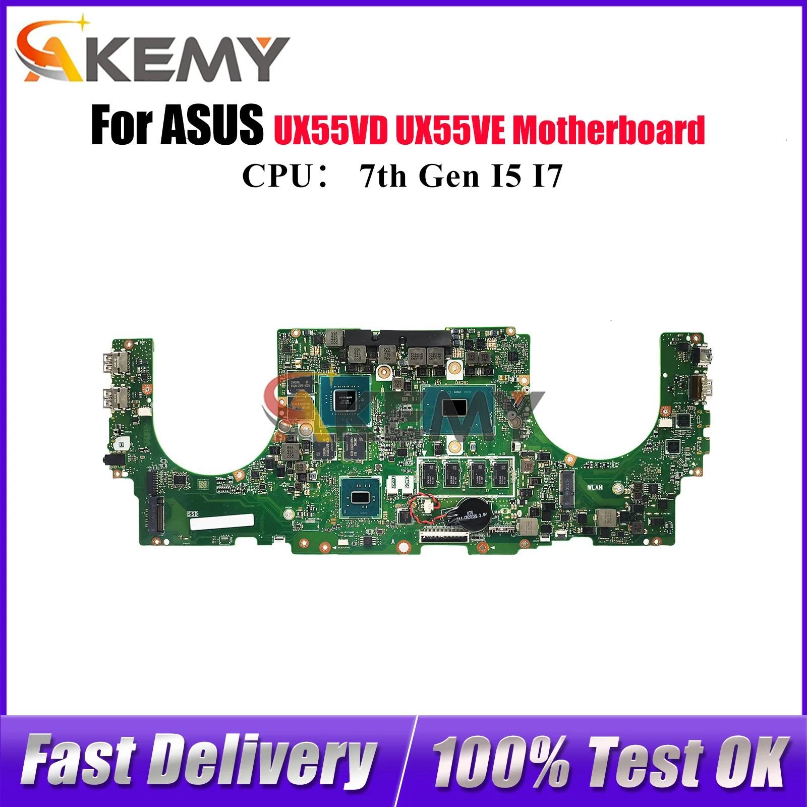 

UX550VD Laptop Motherboard For ASUS ZenBook UX55VE UX580G UX550 UX55VD Notebook Mainboard With I5 I7 CPU 100% tests OK fast ship