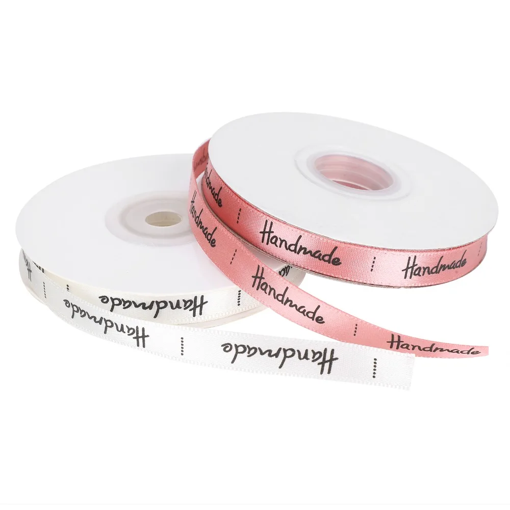 2Pcs Satin Material Satin Ribbon Letter Design Decorative Texture Packaging Ribbon Printed Word Ribbon