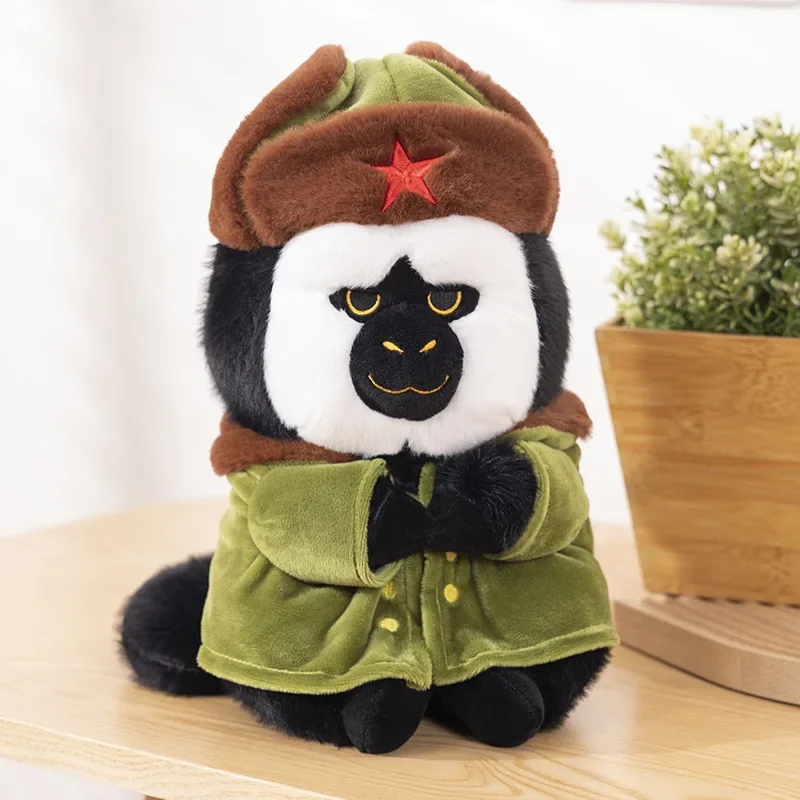 25/35cm Creative Flower Cotton Coat Military Overcoat Monk Face Monkey Soft Plush Stuffed Doll Toys Hobbies Festival Gifts