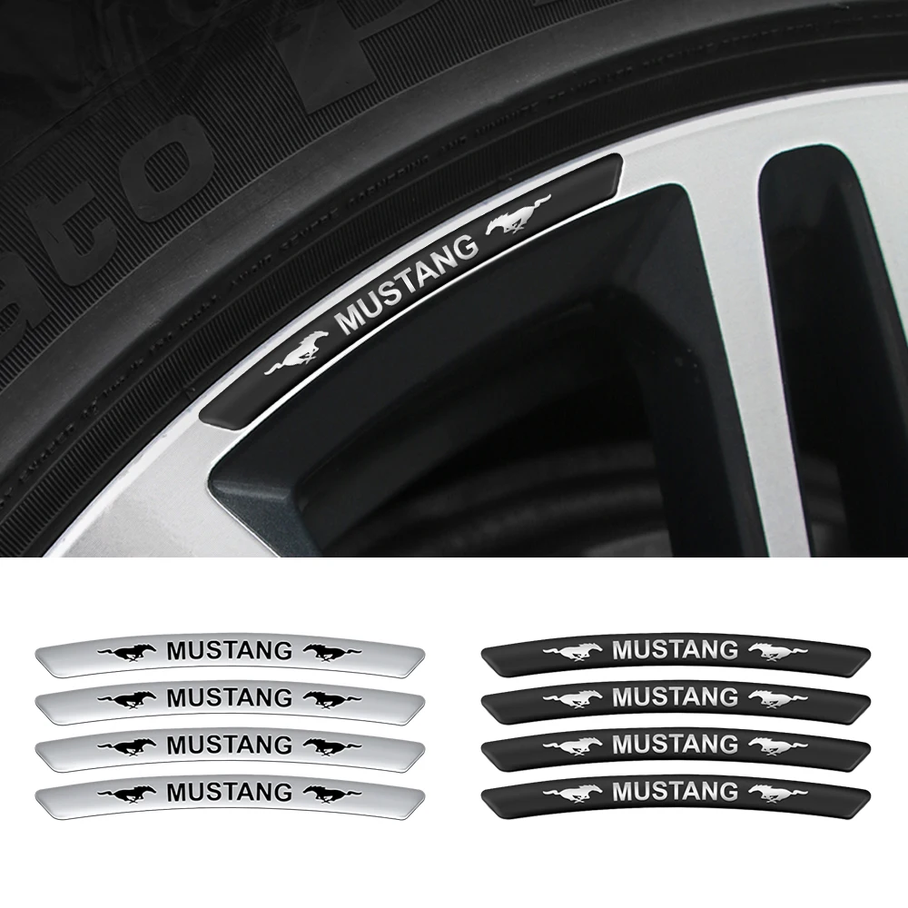 4pcs Car Tire Decor Aluminum Wheel Rims Racing Stickers Badges Auto Decoration For Ford Focus Mk2 Mk3 Mk4 Mustang Max Fiesta Mk7