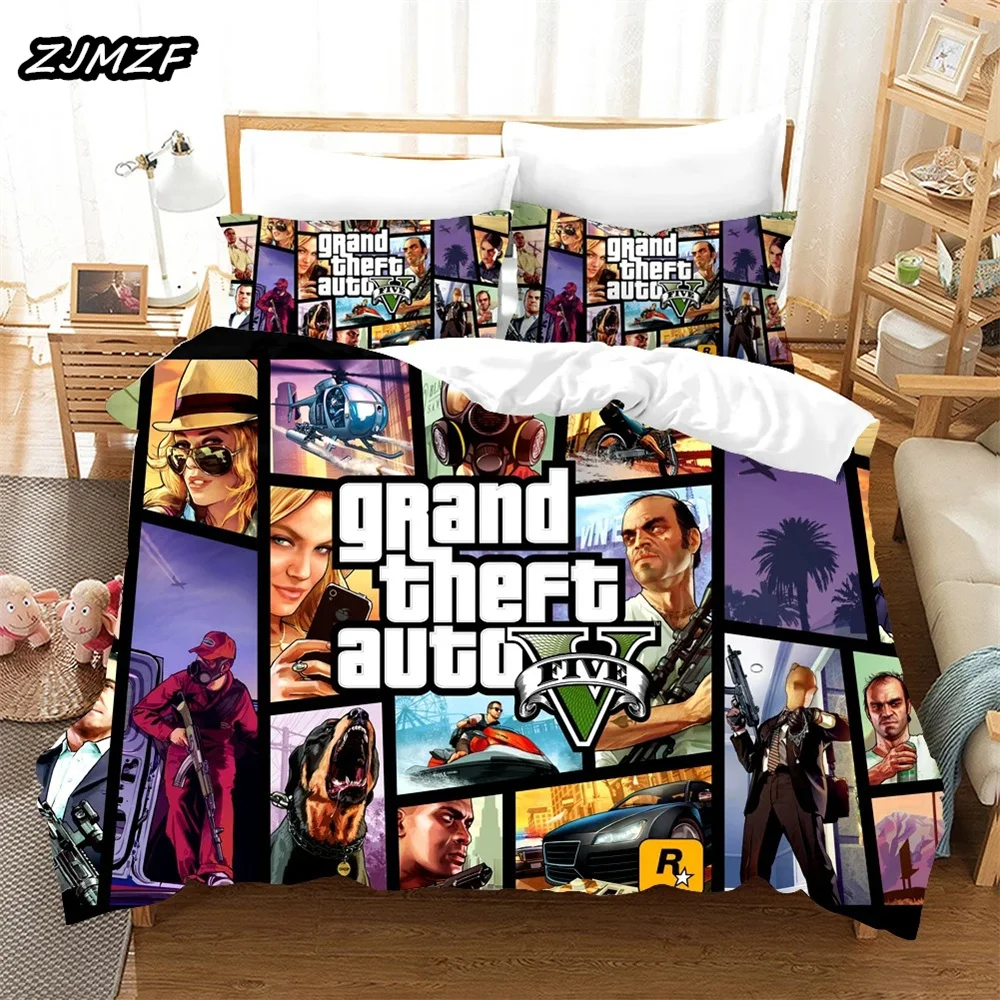 Grand Theft Auto 5 Bedding Set,Duvet Cover Comforter Bed Set Quilt Cover Pillowcase,King Queen Twin Size Boys Girls Adultse