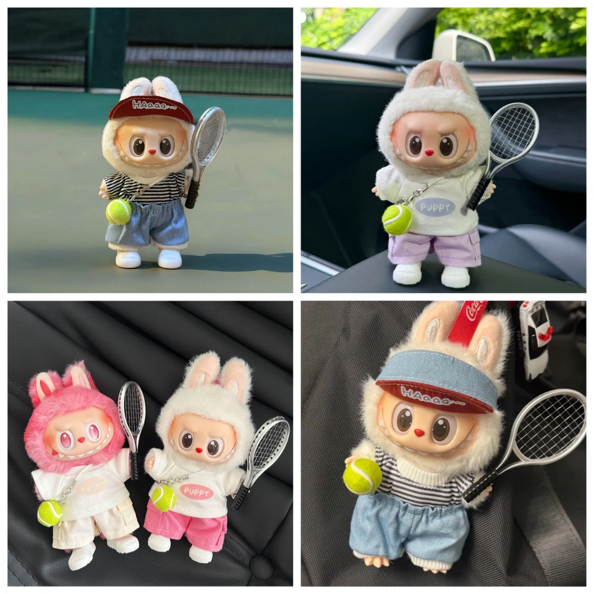 

Для 17 см комплект одежды Labubu, спортивная серия, теннисный мяч, ракетка, футболка V1 V2 V3, одежда Labubu, наряд, аксессуары для кукол, игрушки «сделай сам»