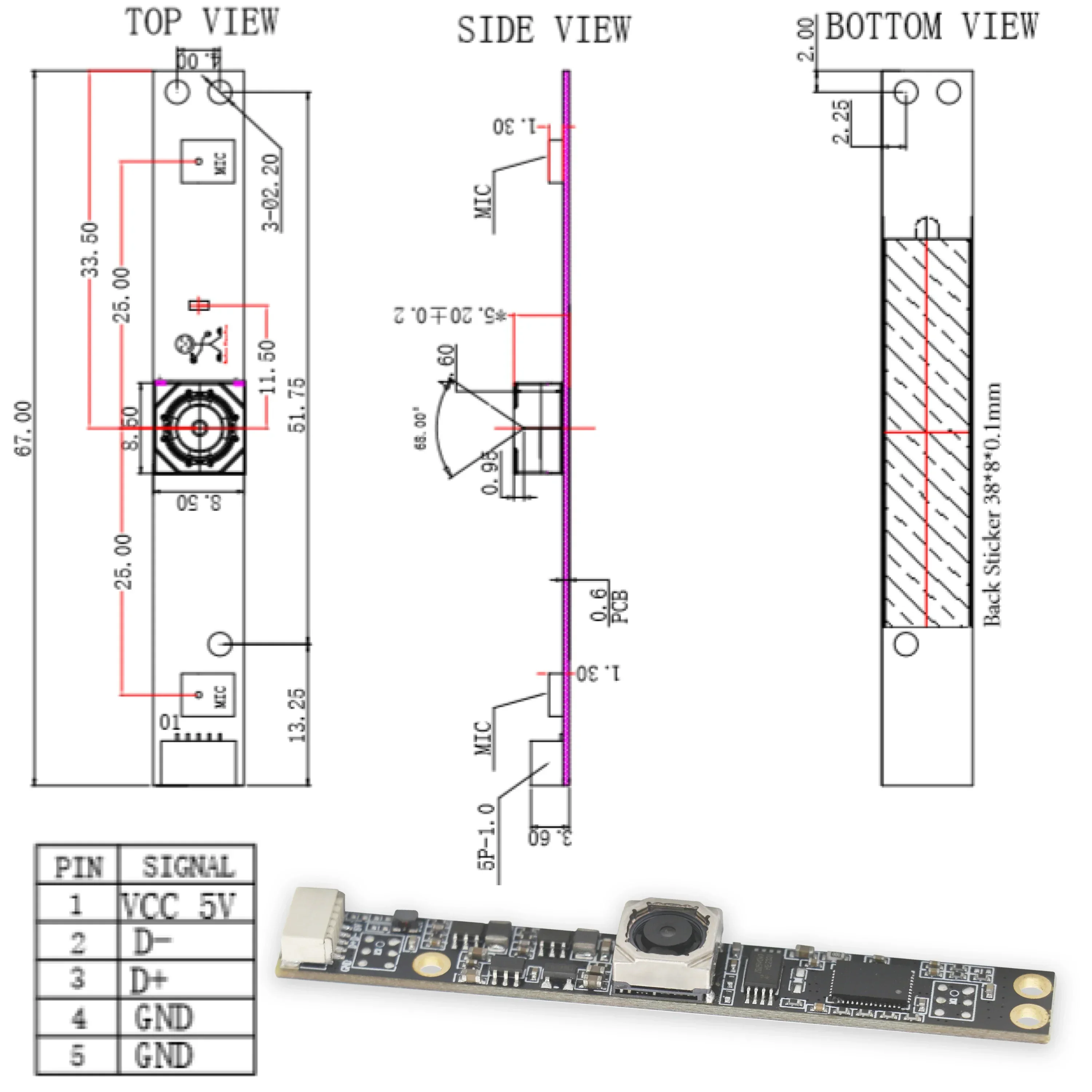 

In stock OV5693 2K 5MP 1/4 Inch AF COMS Sensor WDR HD Camera Module 1080P 30FPS USB UVC Advertising Camera Module OEM