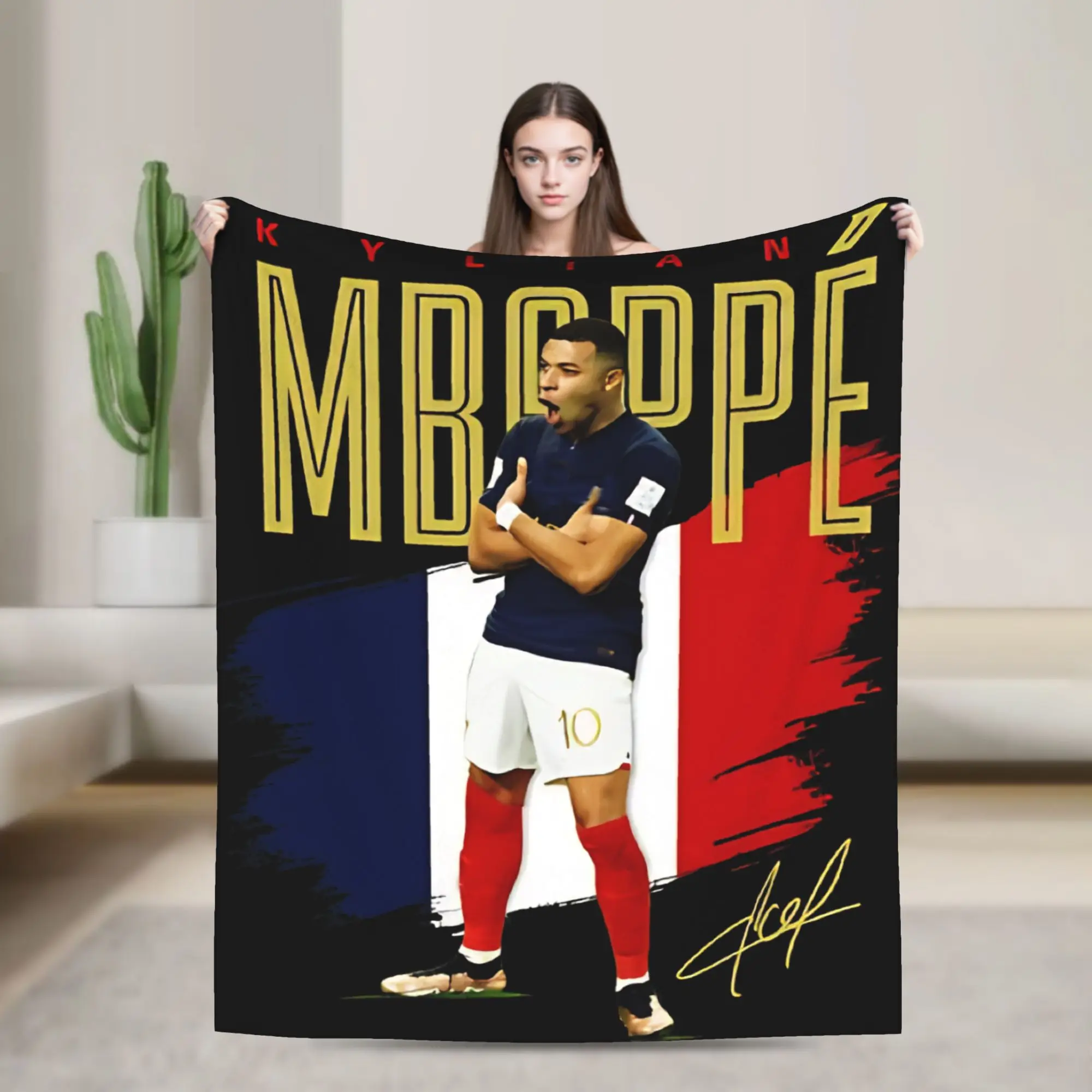 Mbappes France Football Fleece Blankets  Funny Throw Blankets for  Sofa Bedding Lounge 125*100cm Plush Thin Quilt