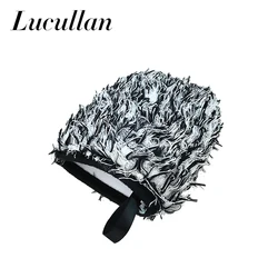 Lucullan two-sided microfiber wheel detailer lavagem luva super macio longo cabelo carro detalhando bolso mitt