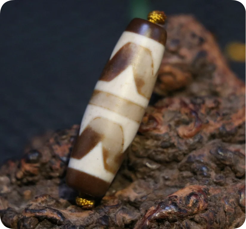 Energy Tibetan Top Old Agate Double Tiger Tooth dZi Bead Pendant Ward off Evils