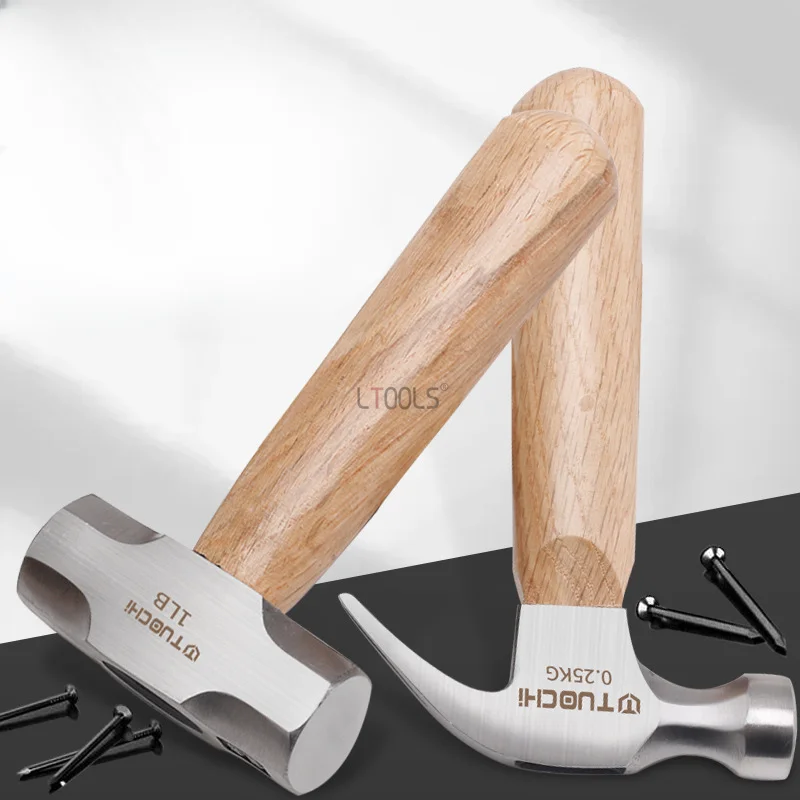 Multi Functional Sheep Horn Hammer Ball-peen Hammer Short Stemmed Solid Wood Machinist Hammer Household Knock Nail Nipping Tools