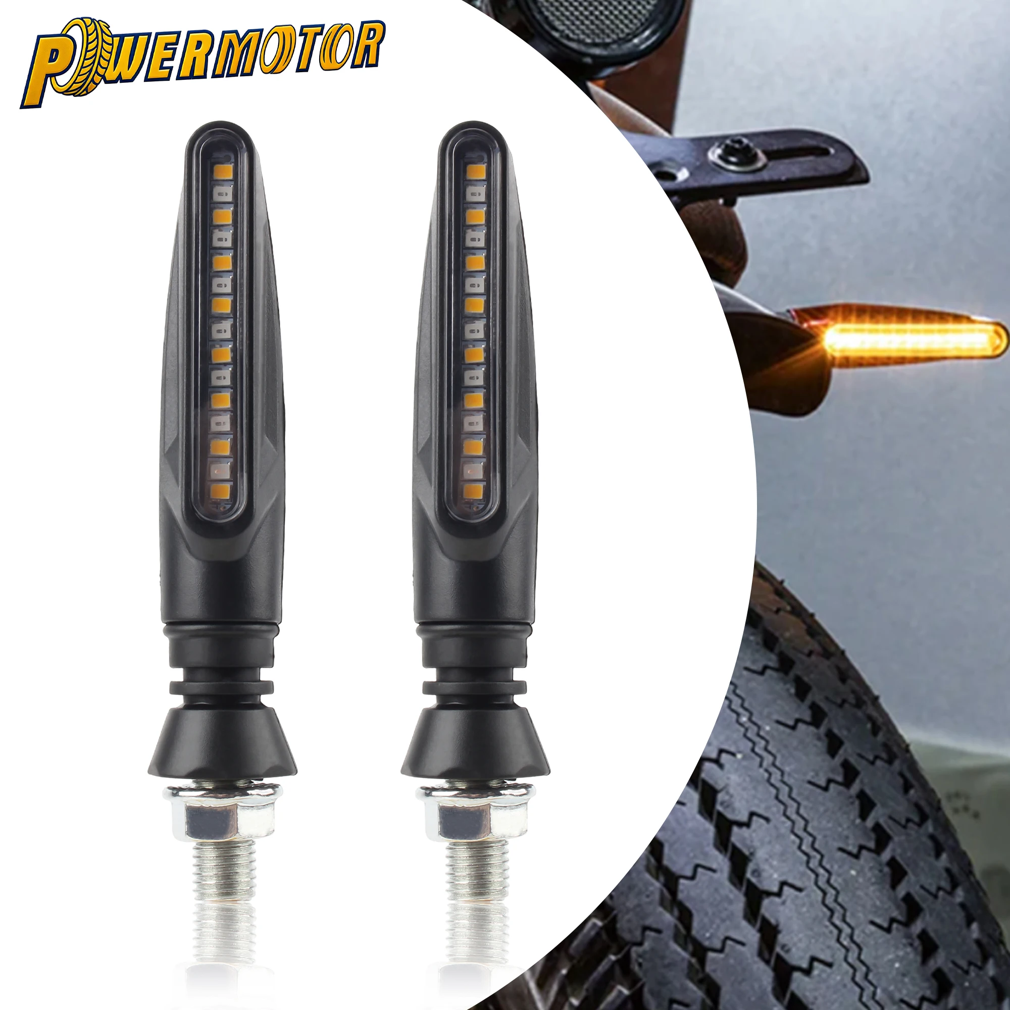 

Universal Motorcycle M10 Turn Signal Color Daytime Running Lights 12V LED Amber Flowing Blinker Indicator Lamp Waterproof Parts