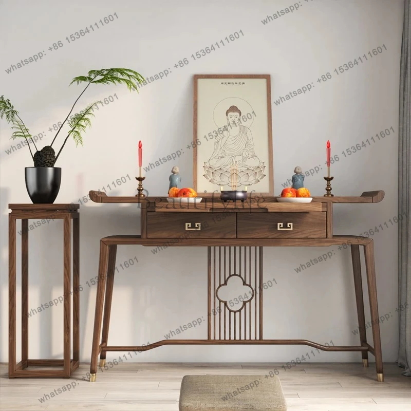 solid wood Buddhist table incense case household simple new Chinese entrance table