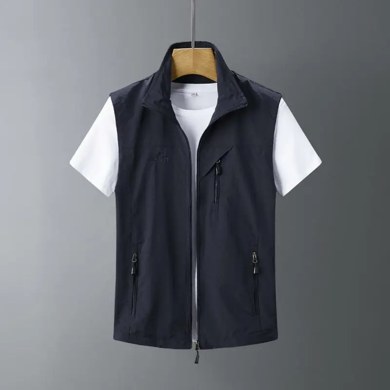 

New Men's Business Casual Stand-up Vest Spring New Light and Breathable Vest Back