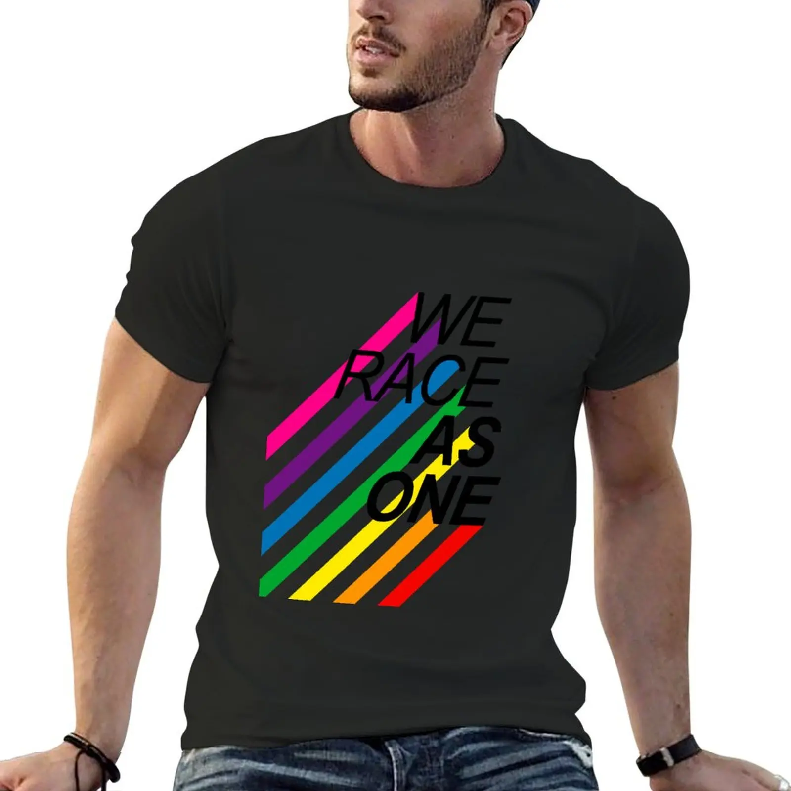 

We Race As One - Rainbow Lines T-Shirt designer shirts graphic t shirts anime clothes mens funny t shirts