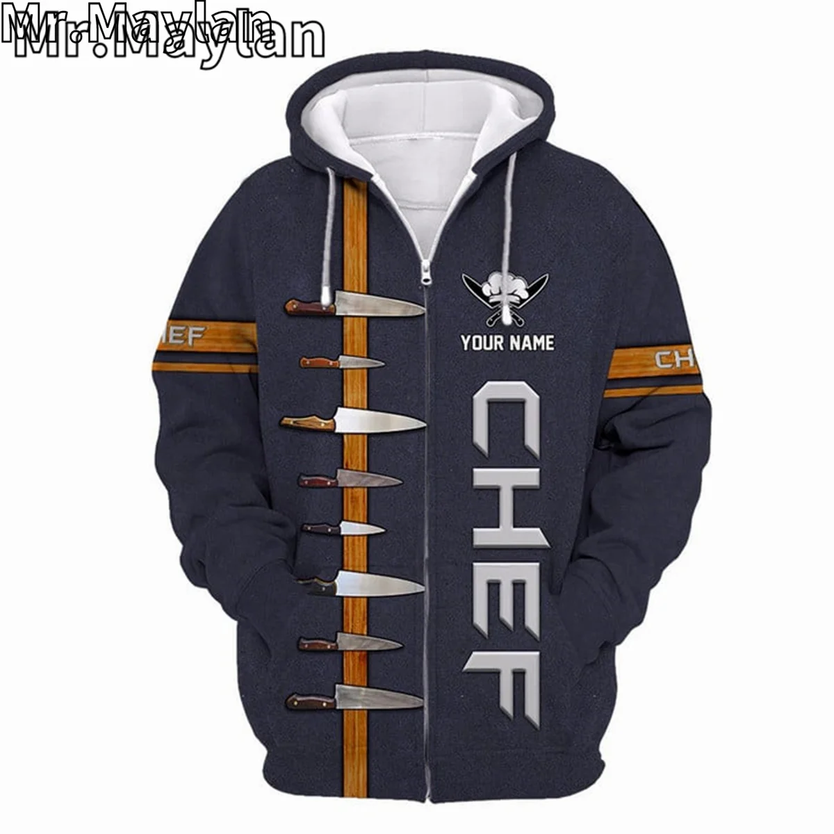 CUSTOM NAME CHEF UNIFORM CHEF KNIVES 3D Unisex Hoodie Men/Women Sweatshirt Streetwear Zip Pullover Casual Jacket Tracksuits R934