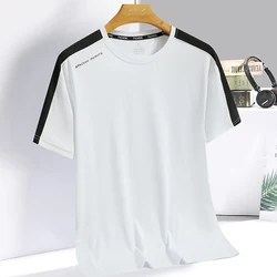 Ice silk short sleeved T-shirt for men's summer thin breathable mesh sports, fitness, quick drying running clothes T-shirt