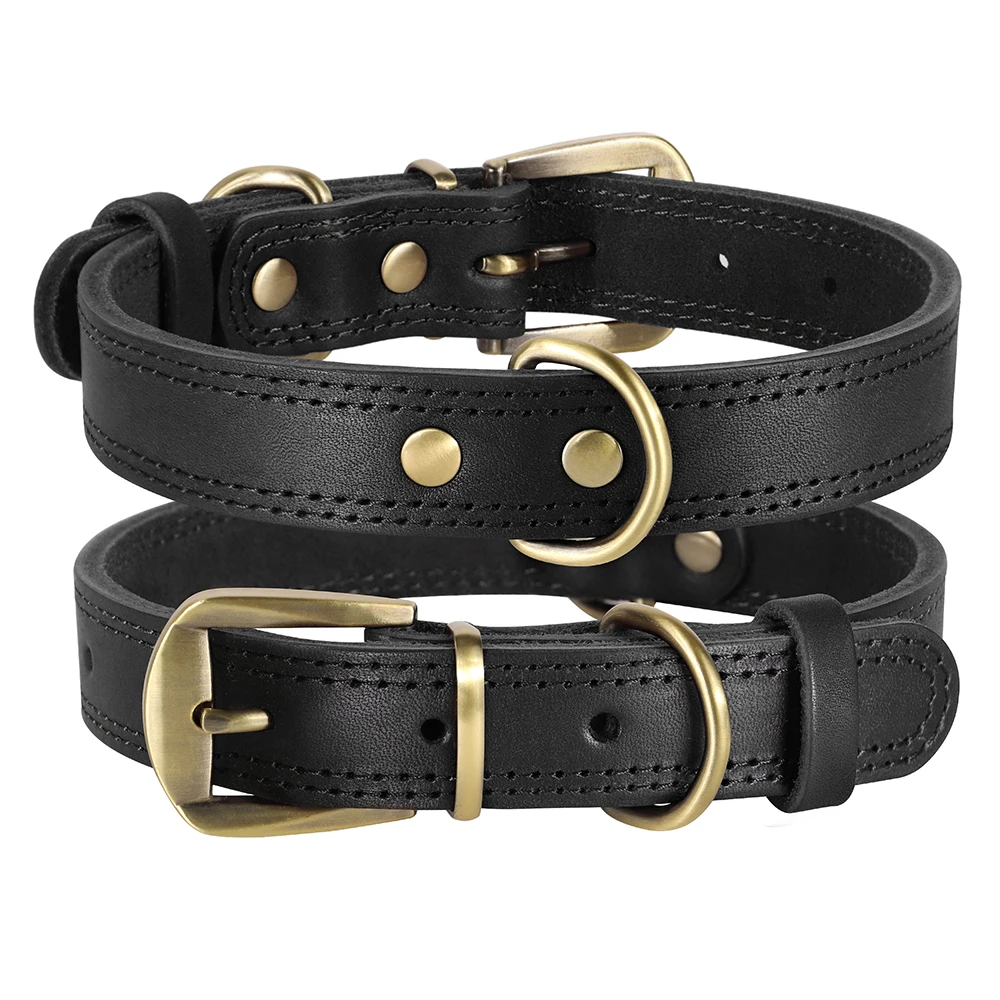 Genuine Leather Dog Collar For Small And Large Dogs Durable_voghion.com
