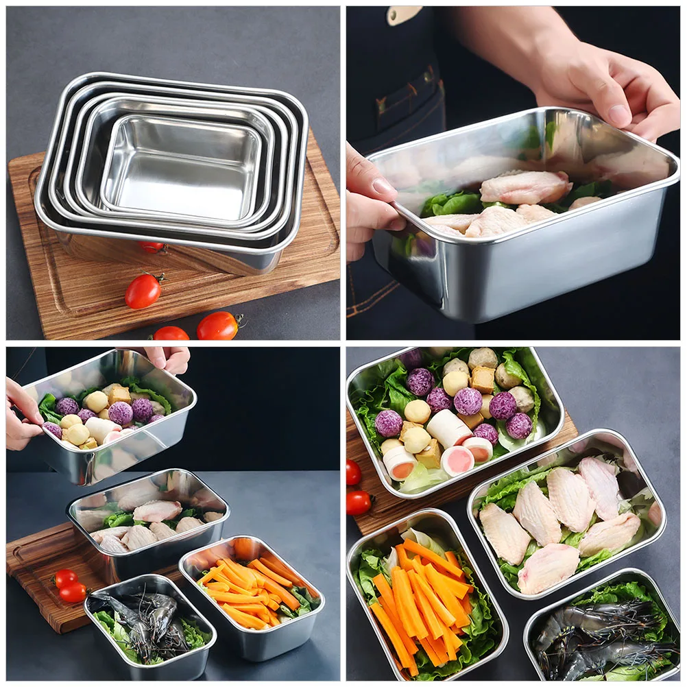 

304 Stainless Steel Food Serving Plate Multi-Purpose Metal Dish For Hot Pot Bbq Sushi Appetizer Outdoor