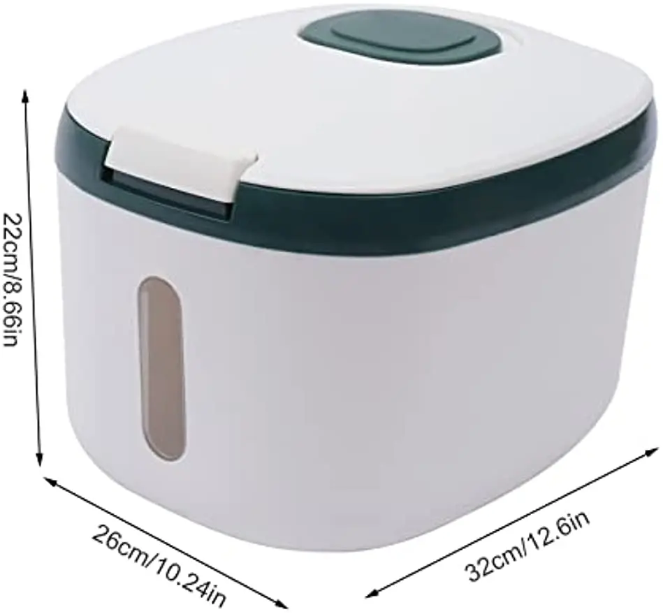 Rice Dispenser Kitchen Container Bucket Airtight Grain Sealed Jar Flip Cover with Measuring Cup Food Dry Grain Storage