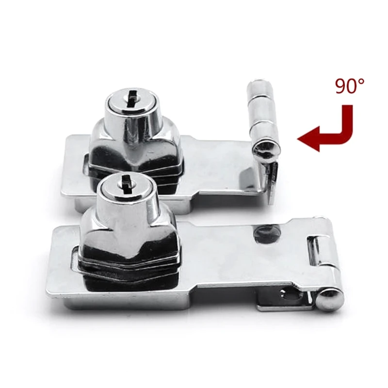 Hasp with Lock Stainless Steel 4inch Security Hasp with Lock, Lockable Cabinet Lock Furniture Lock with Key Lock Device