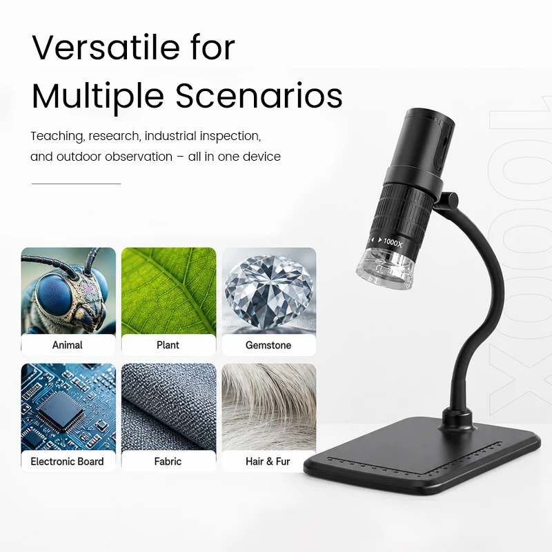 Digital Microscope With Light 50-1000X Magnification For Android/iOS/PC Portable Digital Magnifier For Organism/Service Observe