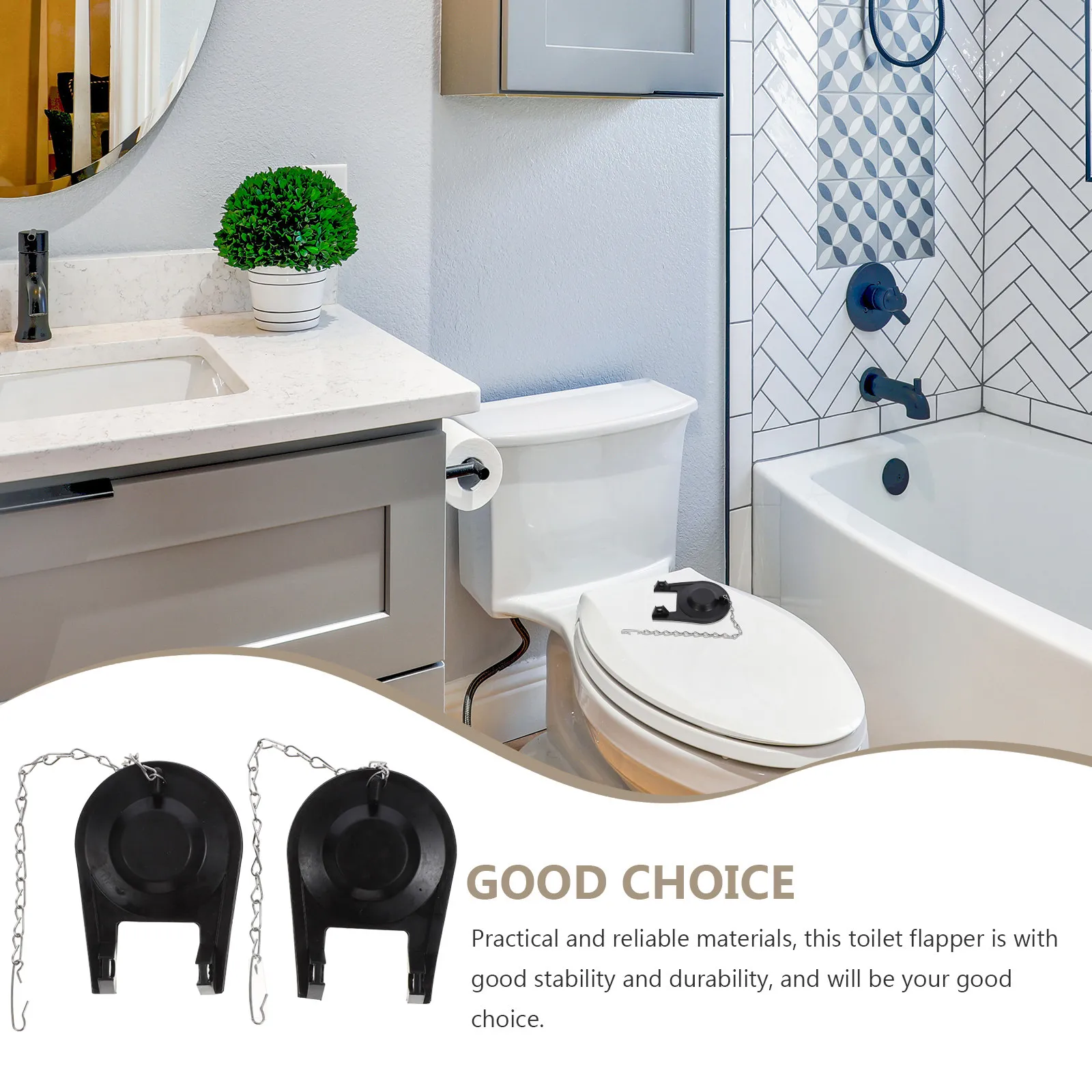 2pcs Rubber Flapper Valve Tank Accessories Black Plug Water-saving Practical Reliable Excellent Sealing Easy