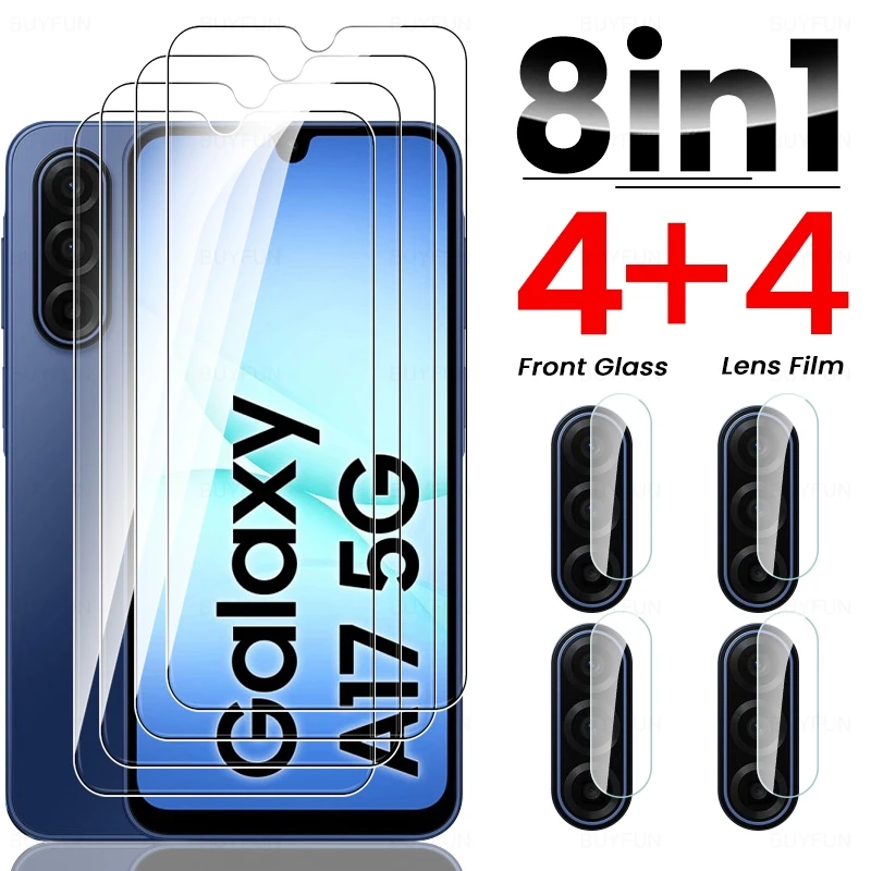 8in1 9H Gehärtetes Glas Displayschutzfolie für Samsung Galaxy A17 5G 4G HD Kameralinsen-Schutzglas für Samsung A17 A16 A26