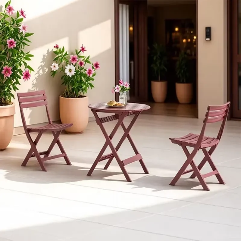 Plastic Folding Round Garden Table and Chairs Set