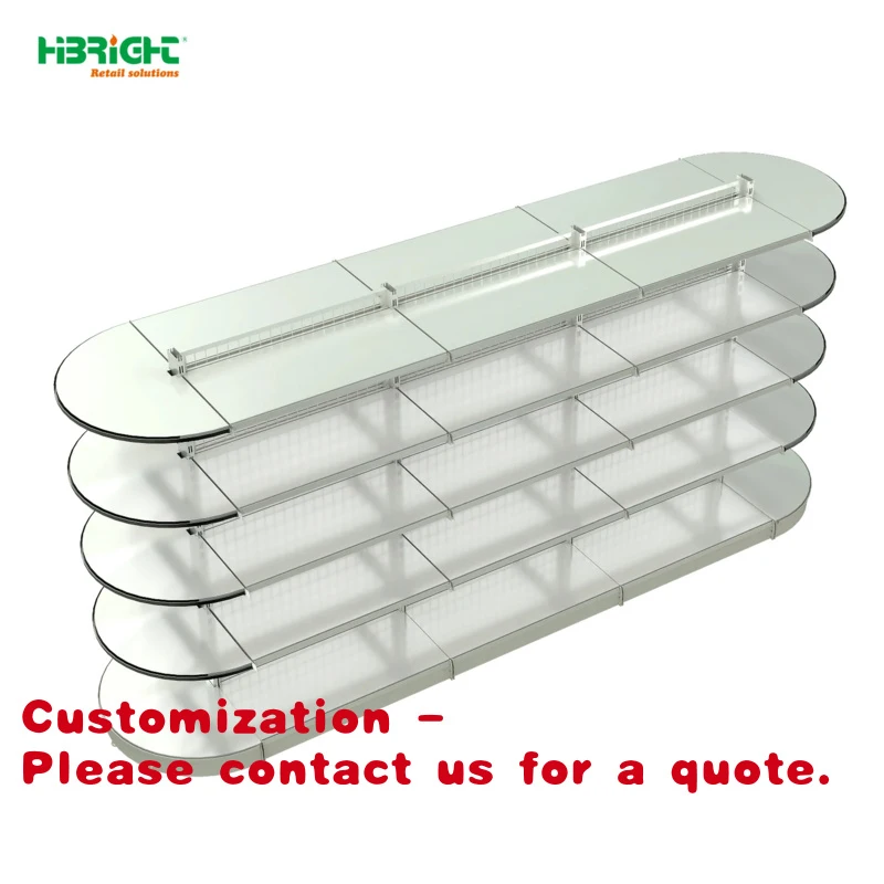 custom.Highbright Heavy Duty Metal Supermarket Gondola Shelf 5 Shelves Freestanding Design Epoxy Powder Coating Stable Durable S