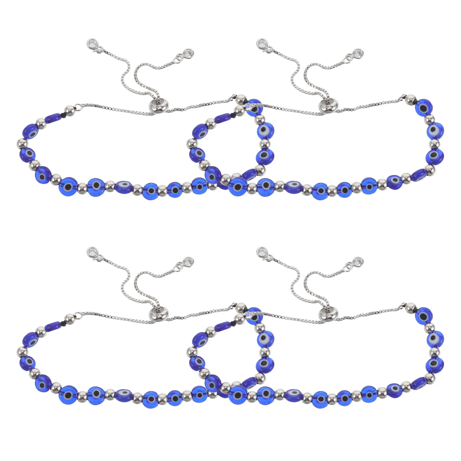 

4Pcs Evil Eye Bracelet Set Beaded String Adjustable for Women Hand Chain Jewelry Luck Protection Fashion Accessory